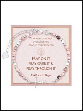 Faith Bracelet Adjustable Christian Cross Beads Inspirational Religious Jewelry